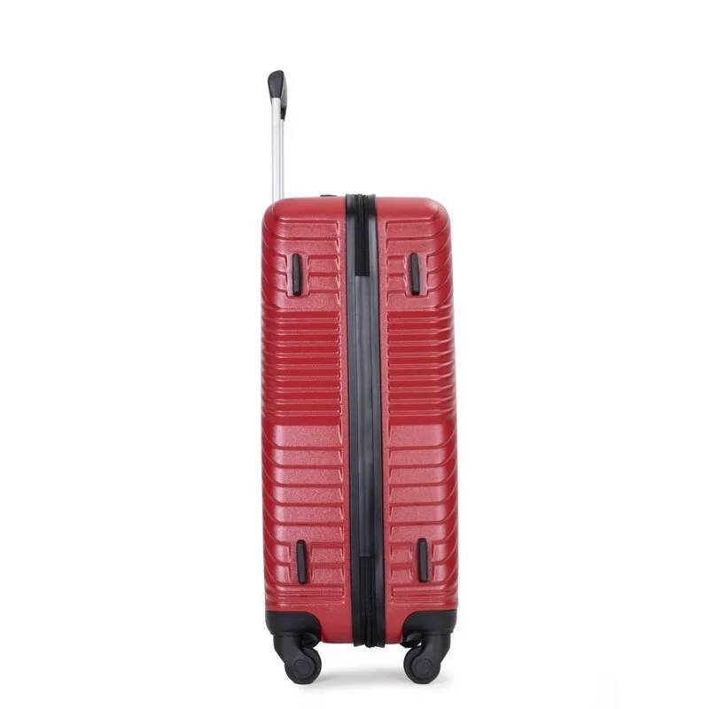 3 Piece PC ABS Suitcase Luggage Sets with Two Hooks and Spinner Wheels,Red