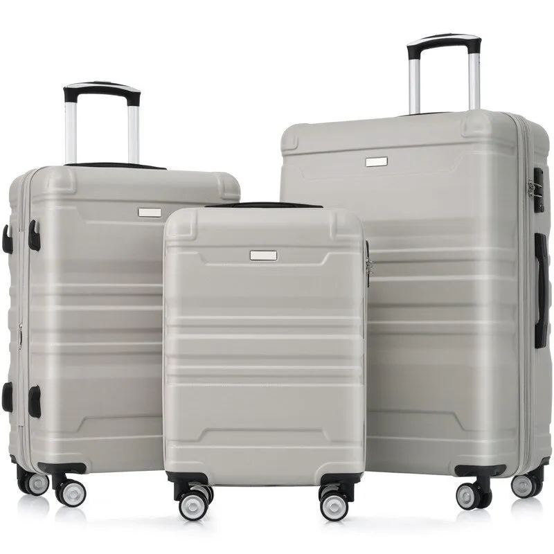 3-Piece Sets New Luggage Sets, ABS Suitcases, Expandable Luggage Trunk Set with Spinner Wheels and Side Hook
