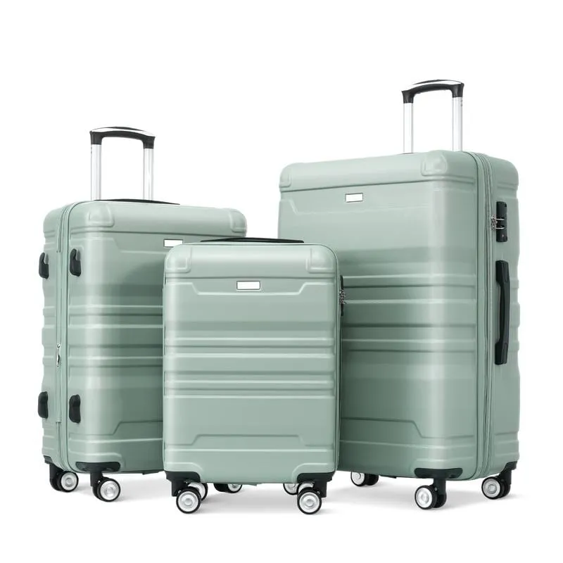 3-Piece Sets New Luggage Sets, ABS Suitcases, Expandable Luggage Trunk Set with Spinner Wheels and Side Hook