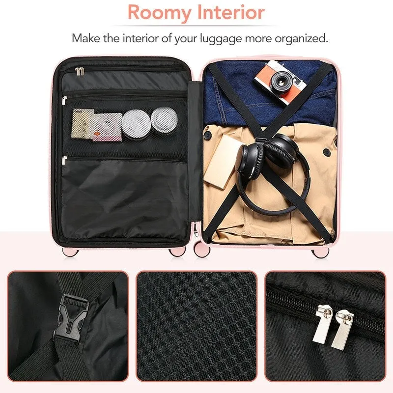 3 Pieces Rainbow Gradient Hardshell Luggage Sets, Spinner Wheels Suitcase Set with TSA Lock, Lightweight Carry on Luggage