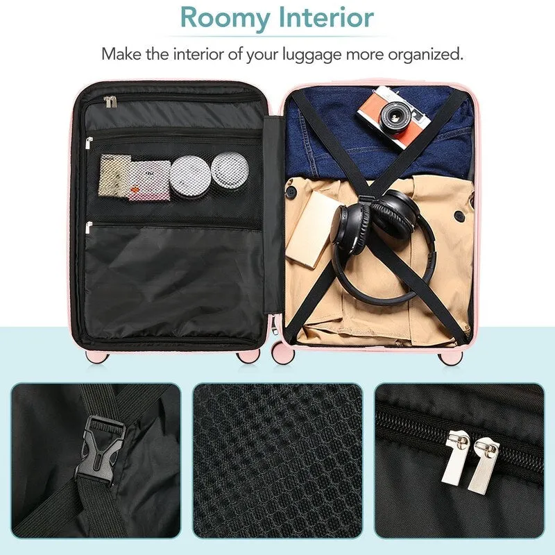 3 Pieces Rainbow Gradient Hardshell Luggage Sets, Spinner Wheels Suitcase Set with TSA Lock, Lightweight Carry on Luggage