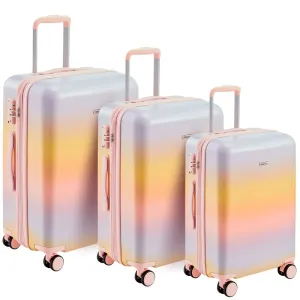 3 Pieces Rainbow Gradient Hardshell Luggage Sets, Spinner Wheels Suitcase Set with TSA Lock, Lightweight Carry on Luggage