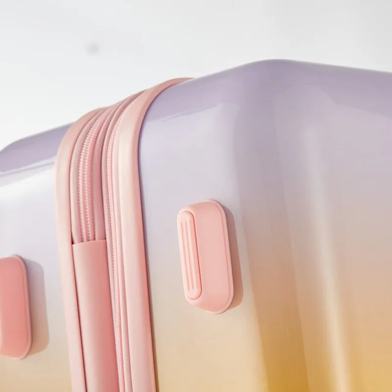 3 Pieces Rainbow Gradient Hardshell Luggage Sets, Spinner Wheels Suitcase Set with TSA Lock, Lightweight Carry on Luggage