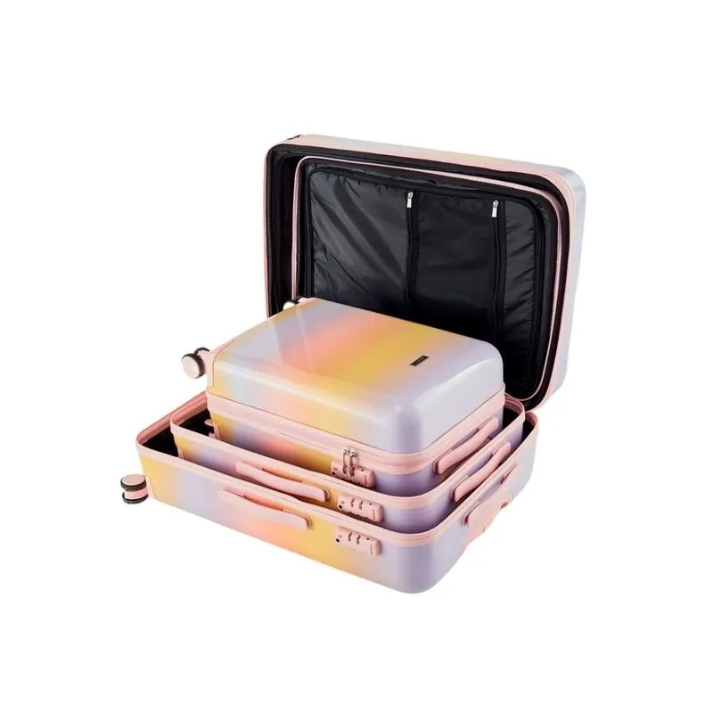 3 Pieces Rainbow Gradient Hardshell Luggage Sets, Spinner Wheels Suitcase Set with TSA Lock, Lightweight Carry on Luggage