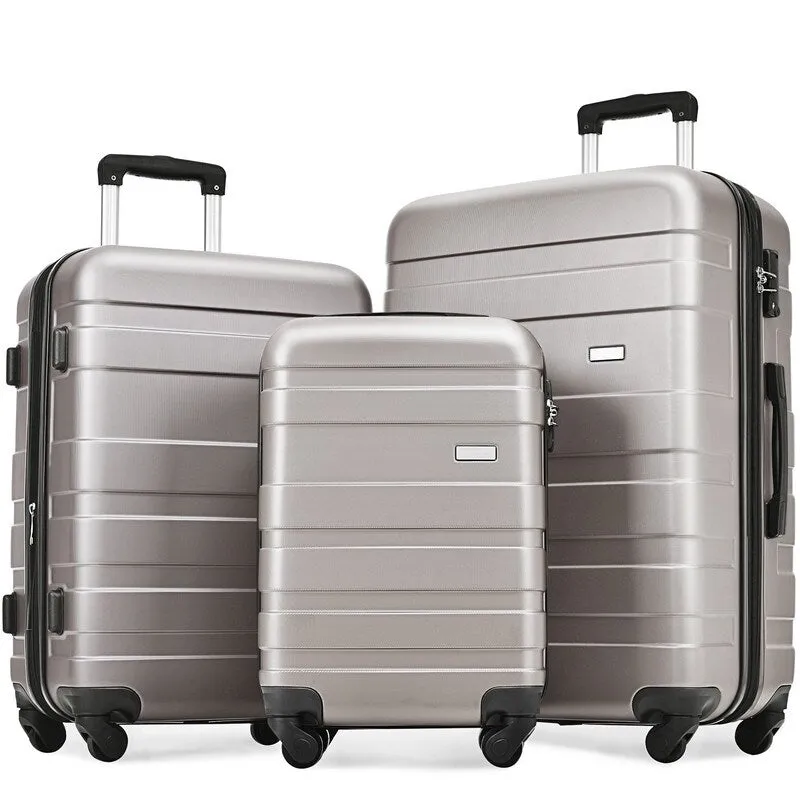 3PCS Expandable Luggage Sets ABS Hardshell Suitcase with TSA Lock and Spinner Wheels
