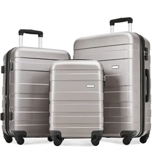 3PCS Expandable Luggage Sets ABS Hardshell Suitcase with TSA Lock and Spinner Wheels