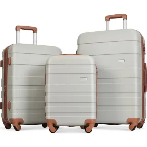 3pcs Light Grey Luggage Sets Lightweight Suitcase sets with TSA Lock