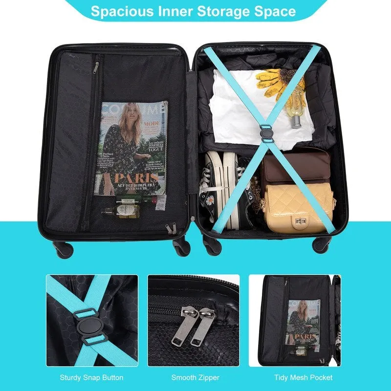 3Pcs Luggage Sets ABS Lightweight Suitcase with Two Hooks,Spinner Wheels and TSA Lock