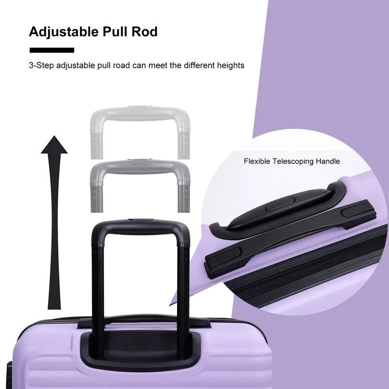 3Pcs Luggage Sets ABS Lightweight Suitcase with Two Hooks,Spinner Wheels and TSA Lock