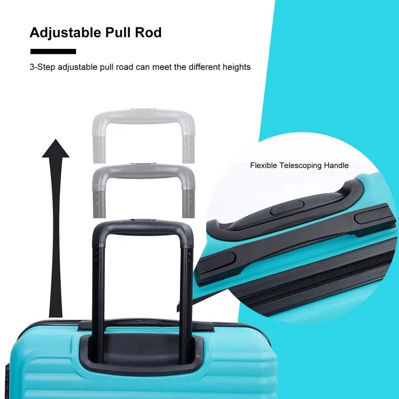 3Pcs Luggage Sets ABS Lightweight Suitcase with Two Hooks,Spinner Wheels and TSA Lock