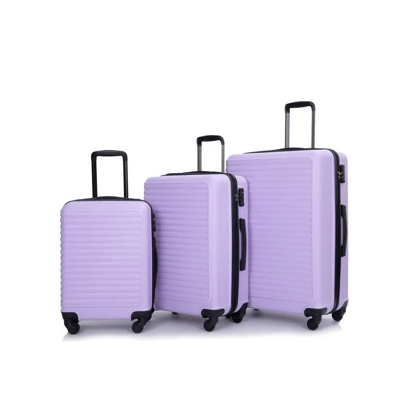 3Pcs Luggage Sets ABS Lightweight Suitcase with Two Hooks,Spinner Wheels and TSA Lock
