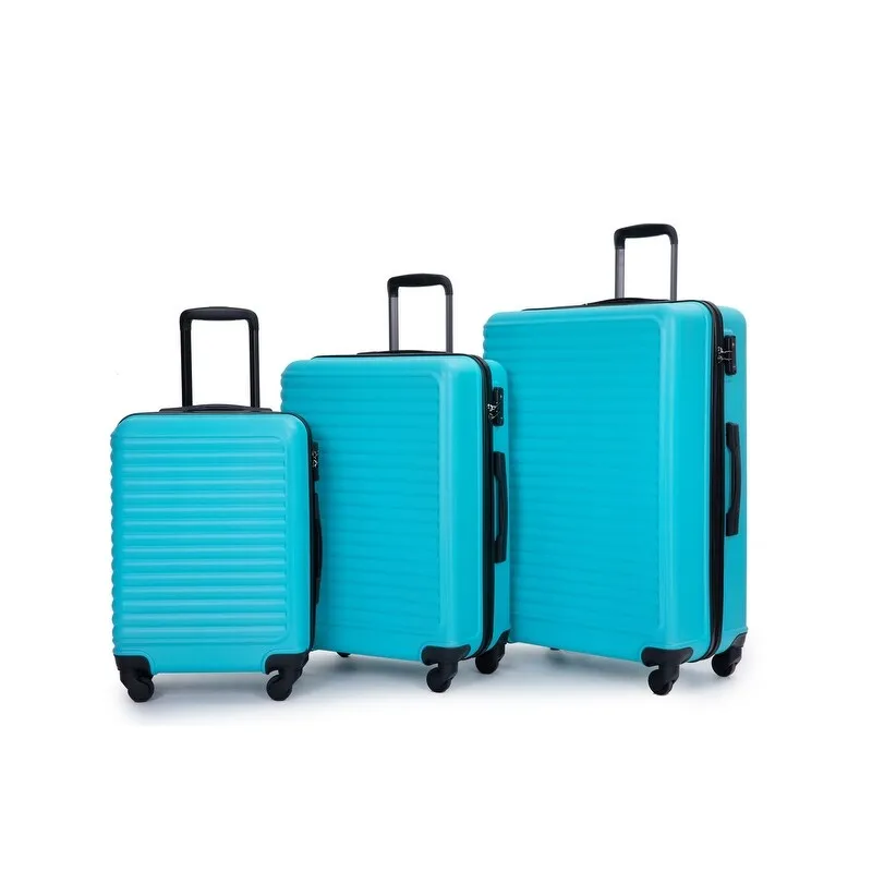 3Pcs Luggage Sets ABS Lightweight Suitcase with Two Hooks,Spinner Wheels and TSA Lock