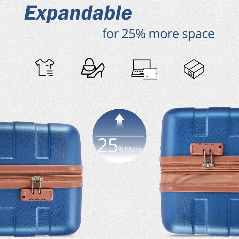 3Pcs Luggage Sets Durable Suitcase Sets with Spinner Wheels and TSA Lock