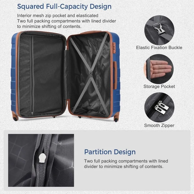 3Pcs Luggage Sets Durable Suitcase Sets with Spinner Wheels and TSA Lock