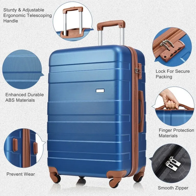 3Pcs Luggage Sets Durable Suitcase Sets with Spinner Wheels and TSA Lock