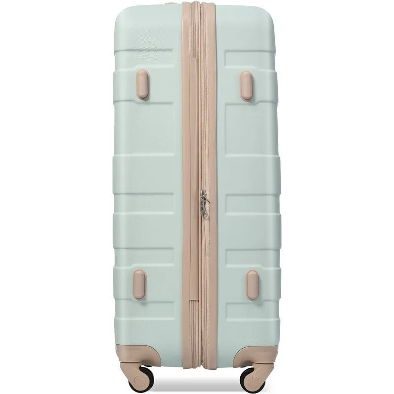3pcs Luggage Sets, Expandable ABS Grey Green Suitcase sets with TSA Lock(20"24"28")