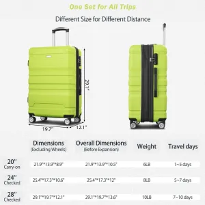 3PCS Luggage Sets Expandable ABS Suitcase with TSA Lock(20"/24"/28")