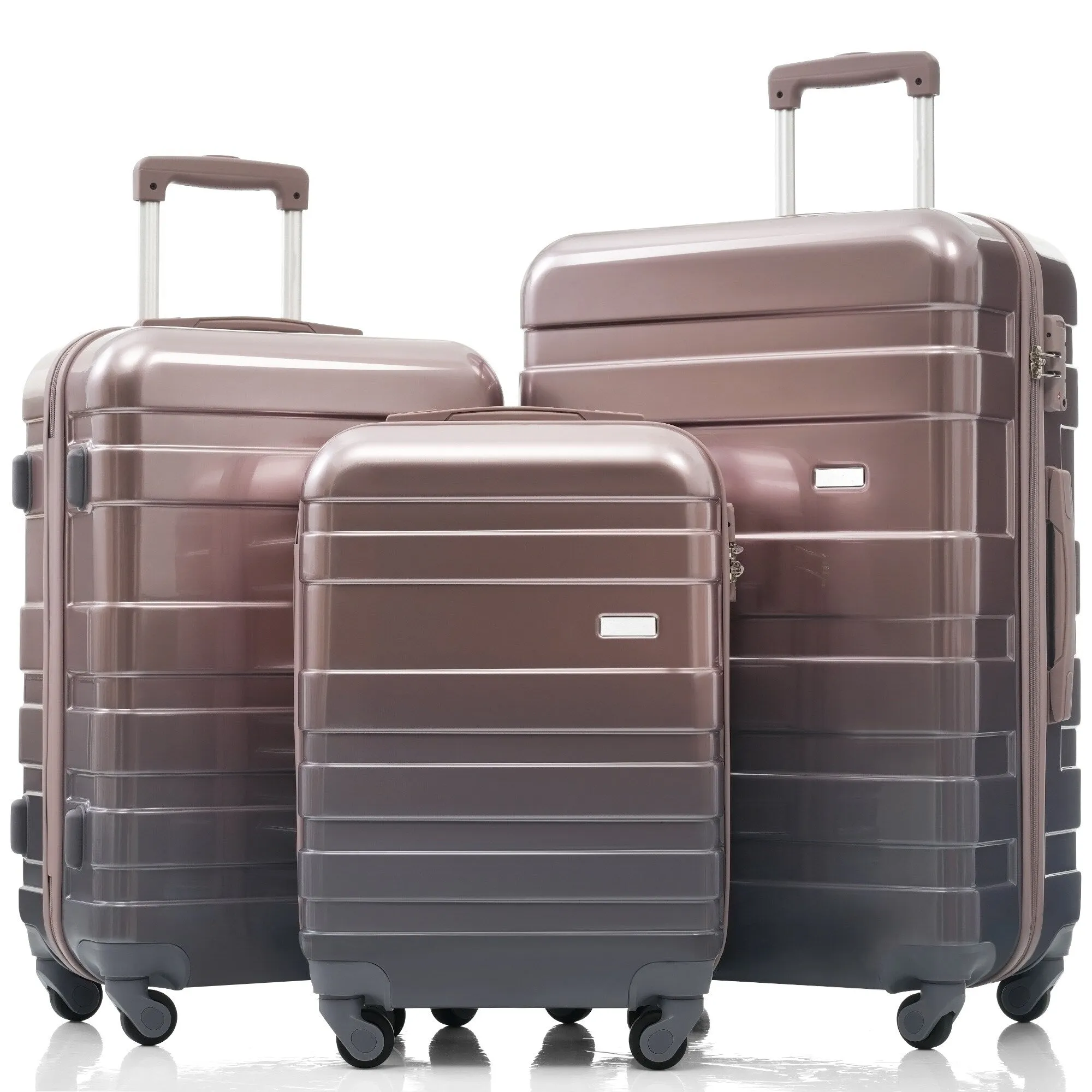 3pcs Luggage Sets with Adjustable Telescopic Handles and TSA Lock & Spinner Wheels (20'' 24'' 28'')
