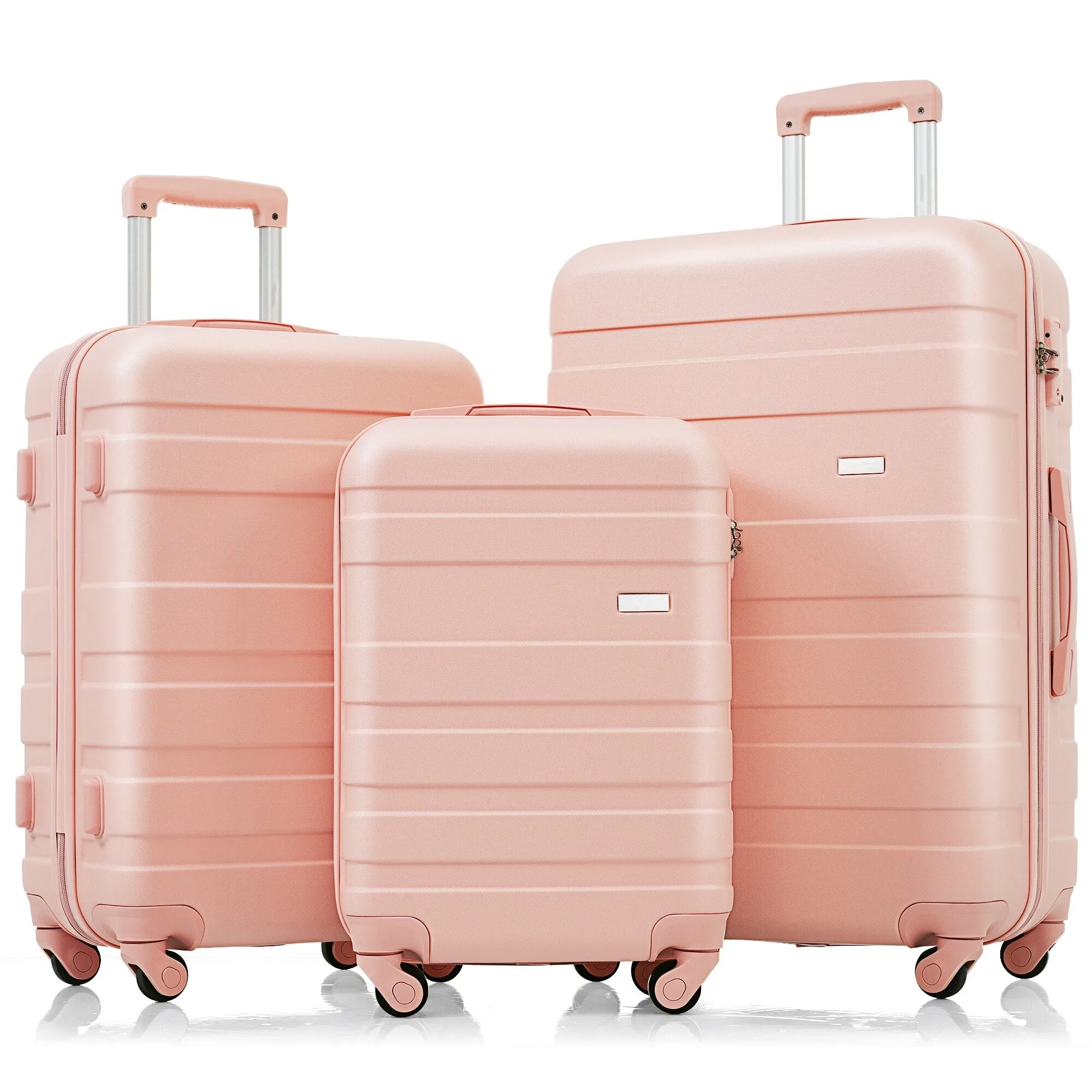 3pcs Luggage Sets with Adjustable Telescopic Handles and TSA Lock & Spinner Wheels (20'' 24'' 28'')