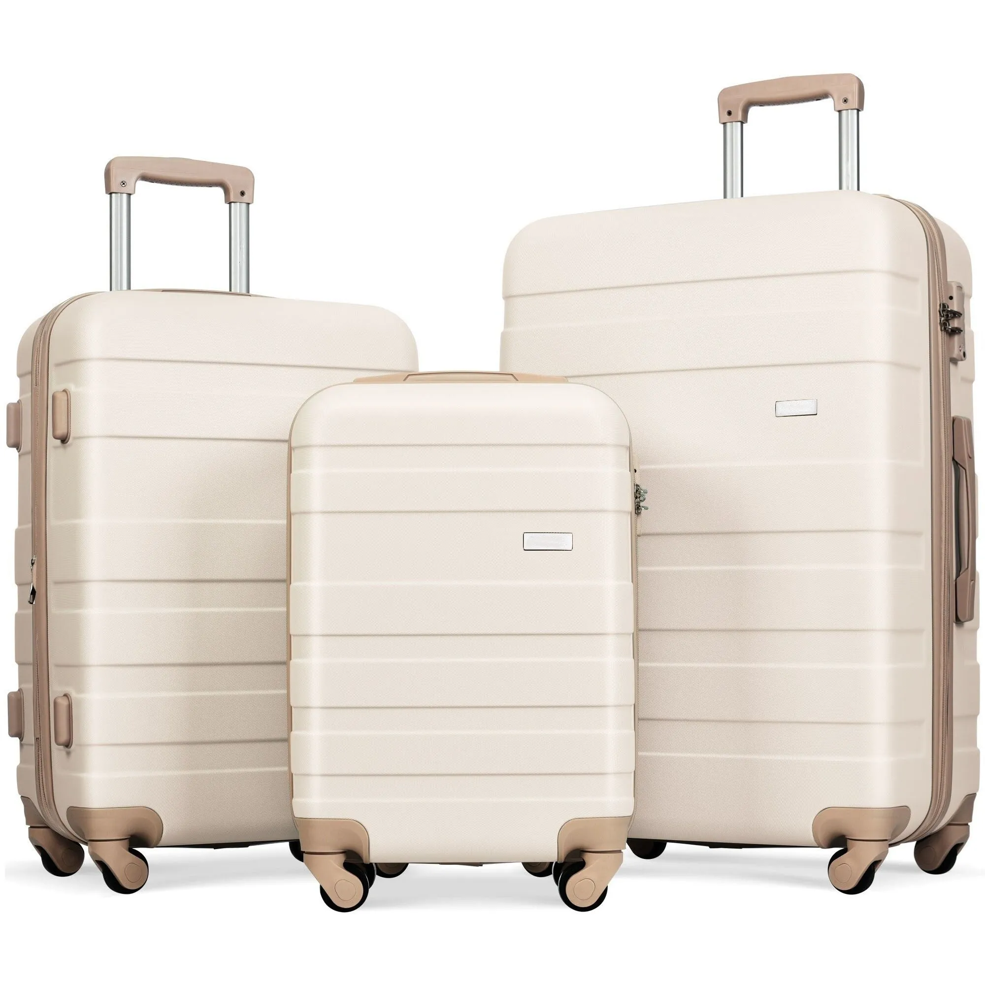 3pcs Luggage Sets with Adjustable Telescopic Handles and TSA Lock & Spinner Wheels (20'' 24'' 28'')