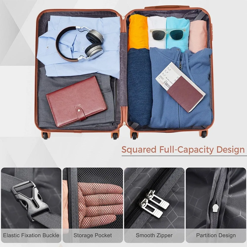 3pcs Luggage Sets with Adjustable Telescopic Handles and TSA Lock & Spinner Wheels (20'' 24'' 28'')