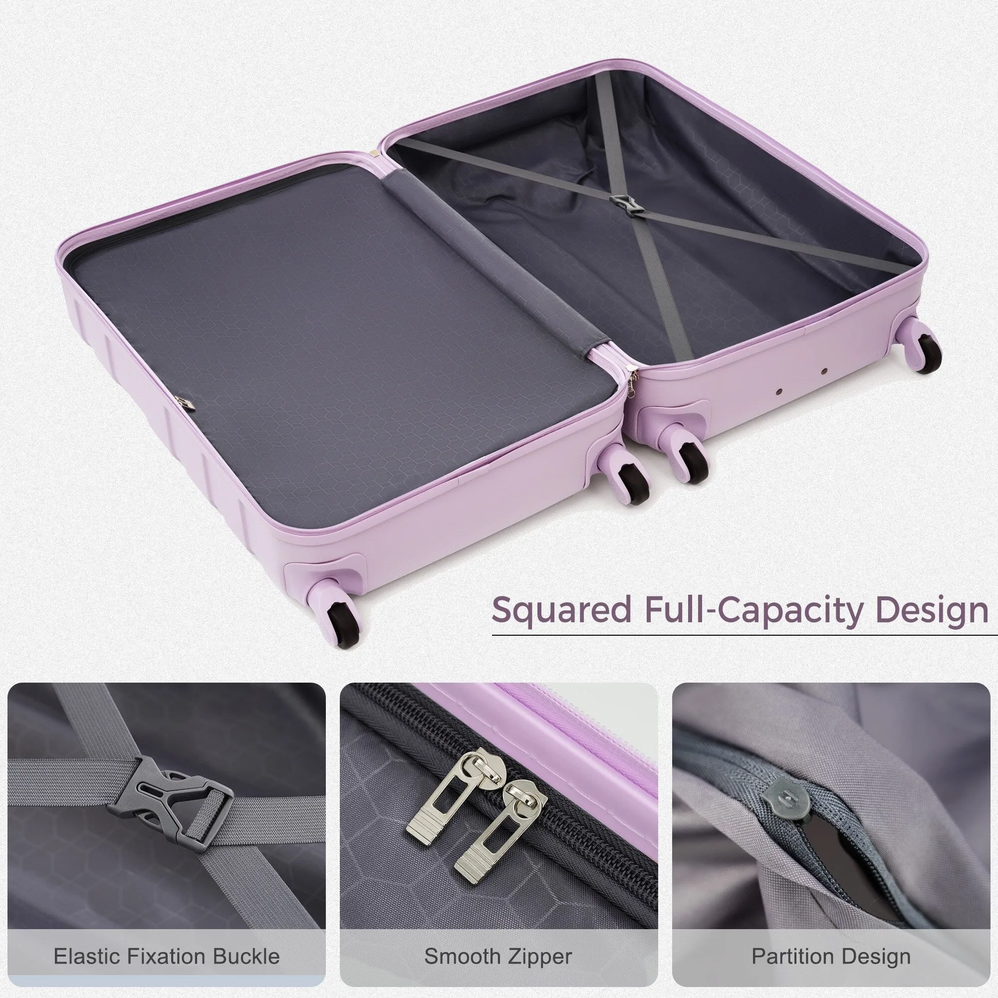 3pcs Luggage Sets with Adjustable Telescopic Handles and TSA Lock & Spinner Wheels (20'' 24'' 28'')