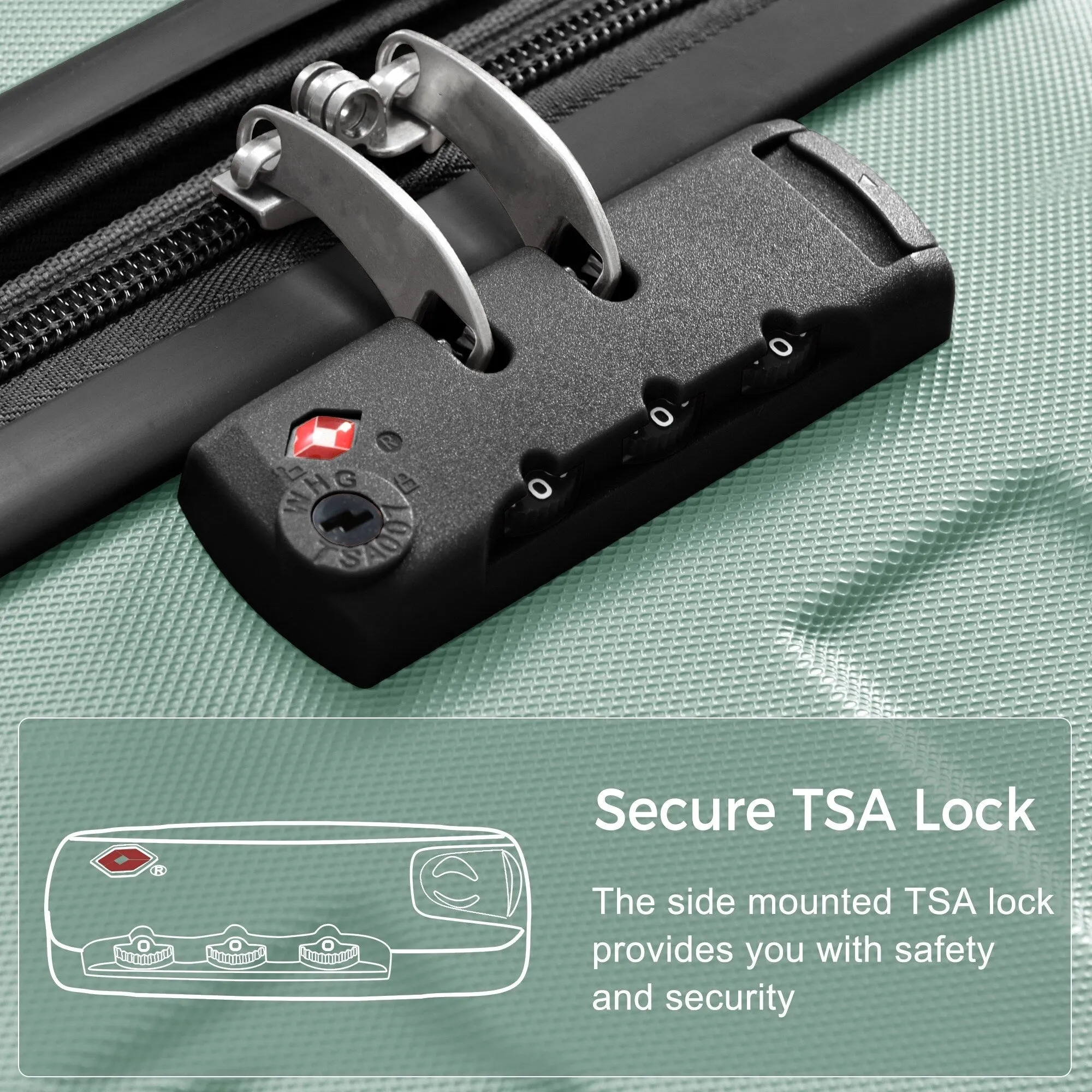 3pcs Luggage Sets with Adjustable Telescopic Handles and TSA Lock & Spinner Wheels (20'' 24'' 28'')