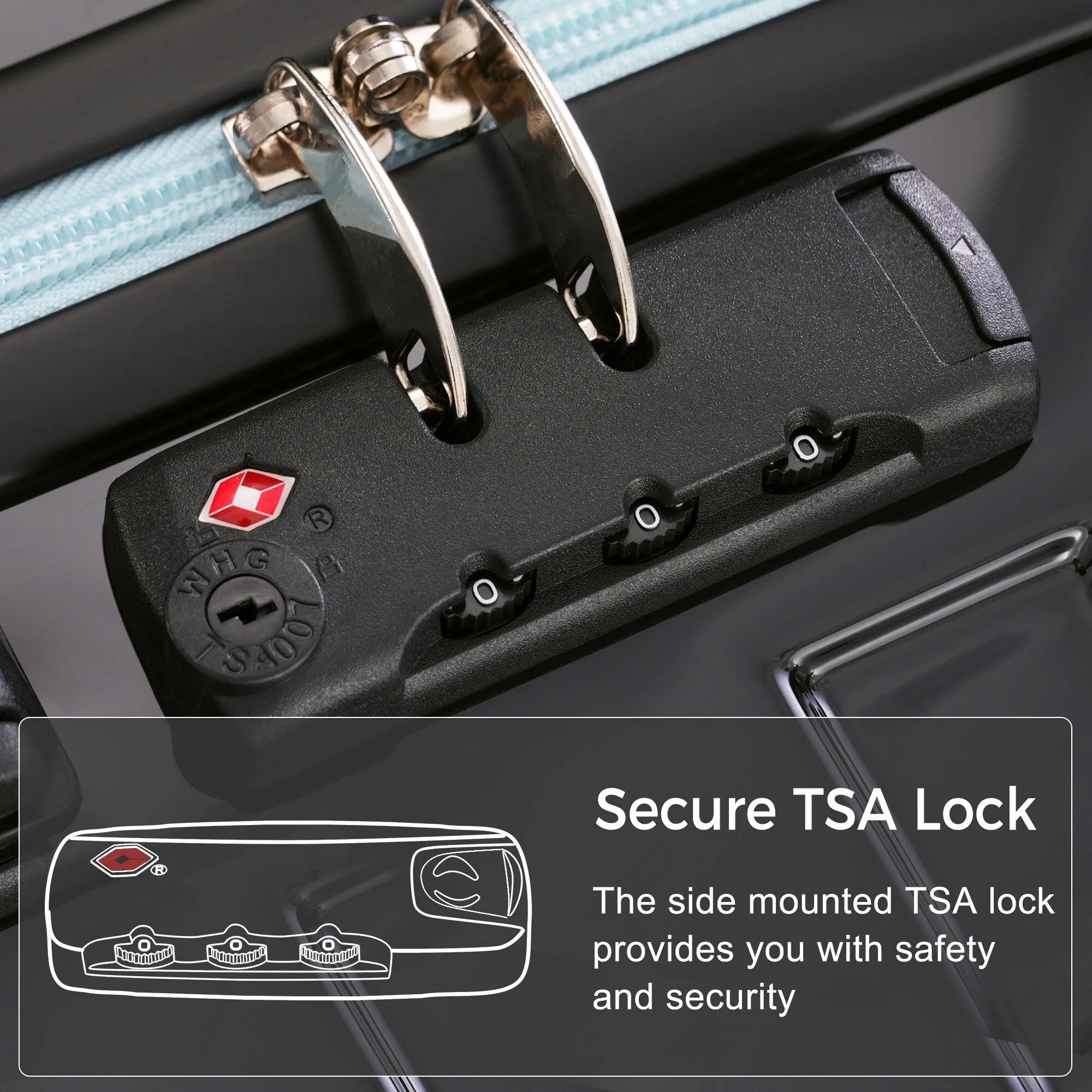 3pcs Luggage Sets with Adjustable Telescopic Handles and TSA Lock & Spinner Wheels (20'' 24'' 28'')