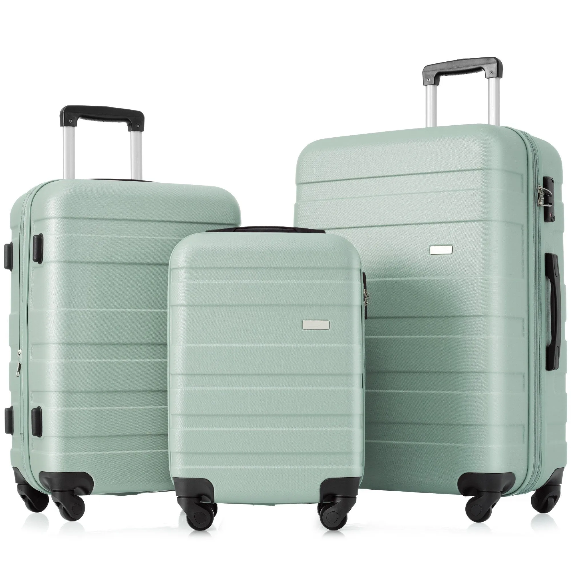 3pcs Luggage Sets with Adjustable Telescopic Handles and TSA Lock & Spinner Wheels (20'' 24'' 28'')