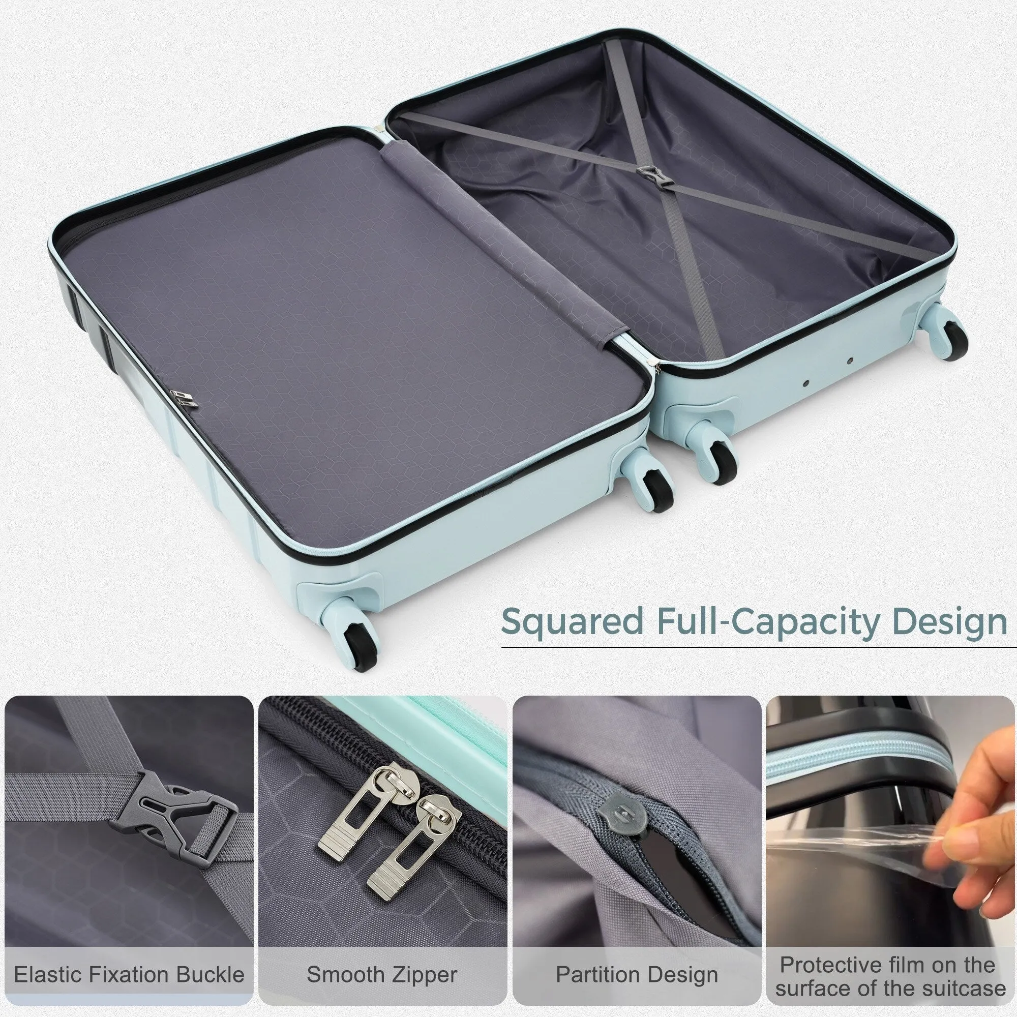 3pcs Luggage Sets with Adjustable Telescopic Handles and TSA Lock & Spinner Wheels (20'' 24'' 28'')