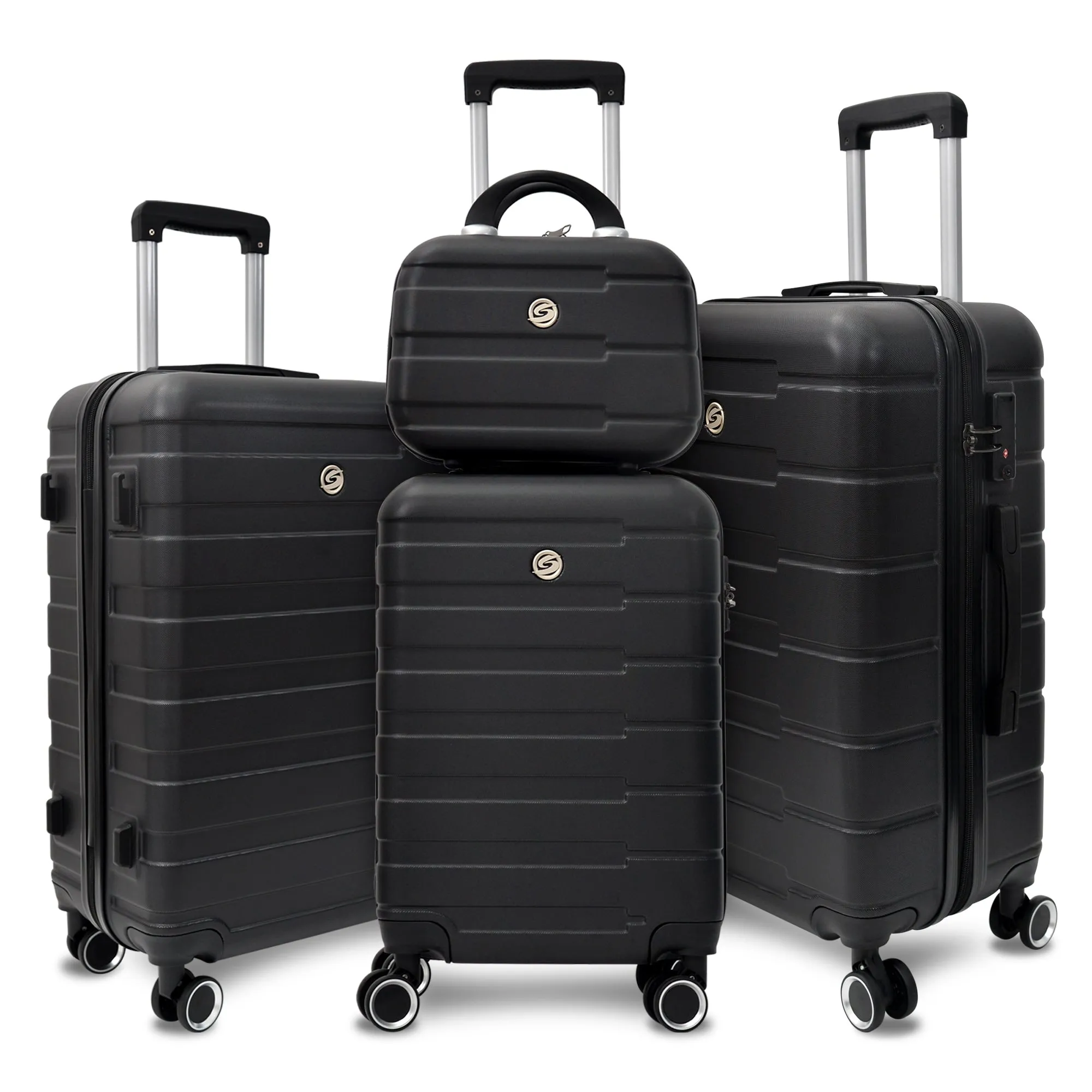 4 Piece Hard Shell Luggage Set,Carry on Suitcase with Spinner Wheels,Family Luggage Set(12/20/24/28in)
