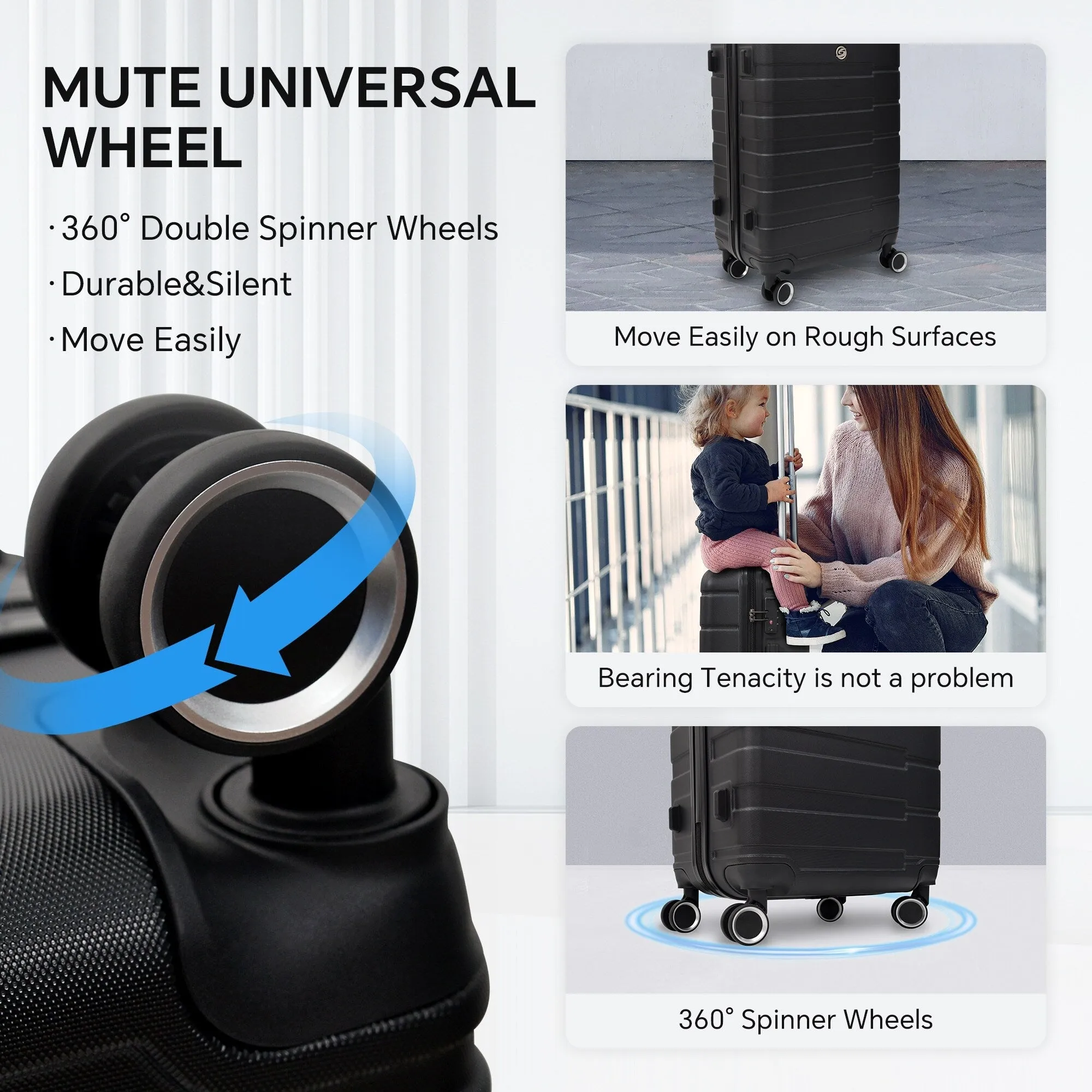 4 Piece Hard Shell Luggage Set,Carry on Suitcase with Spinner Wheels,Family Luggage Set(12/20/24/28in)