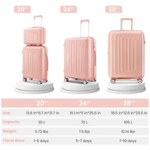 4 Piece Luggage Sets with Spinner Wheels for Men Women, Expandable Suitcase with TSA Lock and Telescopic Handle