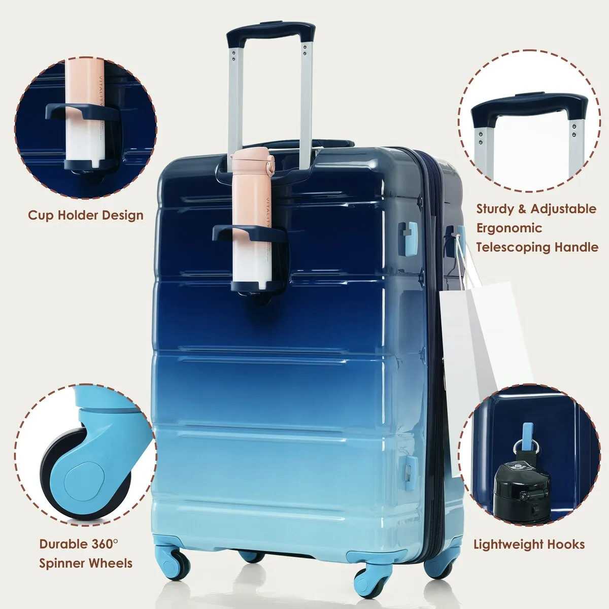 4 Piece Luggage Sets with Travel Bag by Harper&Bright Designs