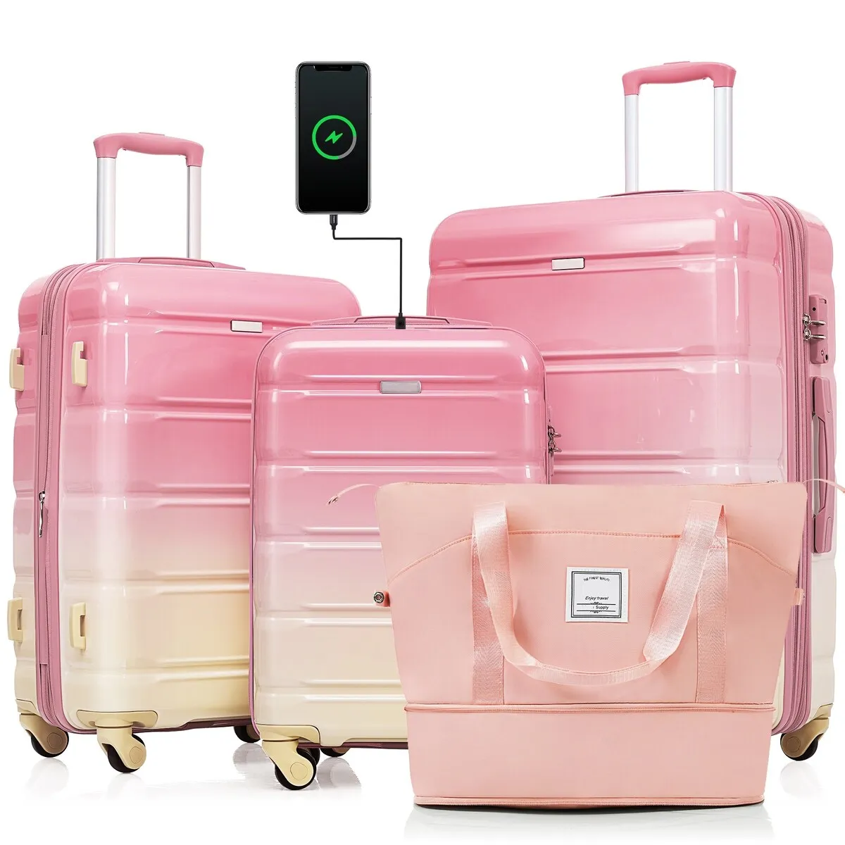4 Piece Luggage Sets with Travel Bag by Harper&Bright Designs