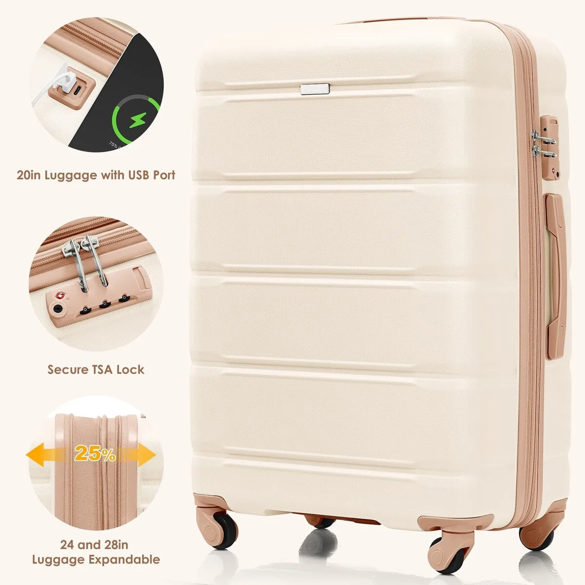 4 Piece Luggage Sets with Travel Bag by Harper&Bright Designs