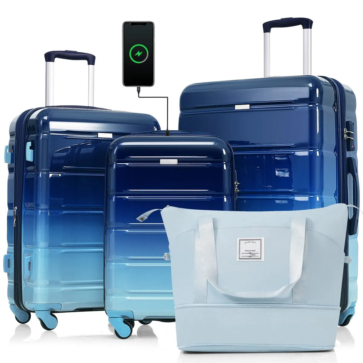 4 Piece Luggage Sets with Travel Bag by Harper&Bright Designs