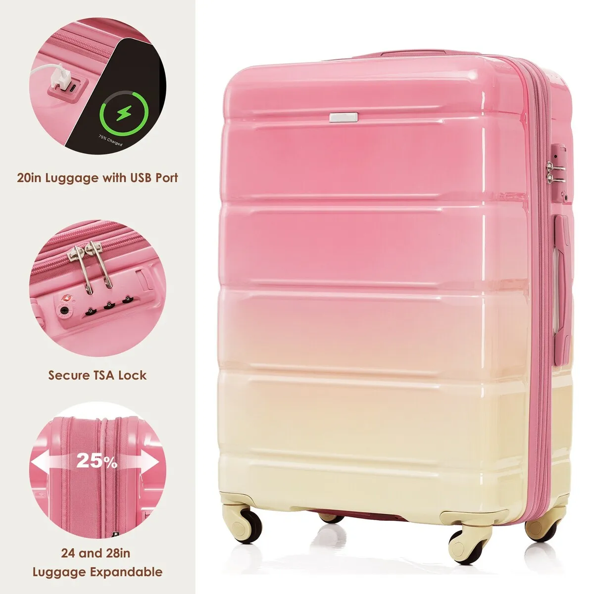 4 Piece Luggage Sets with Travel Bag by Harper&Bright Designs