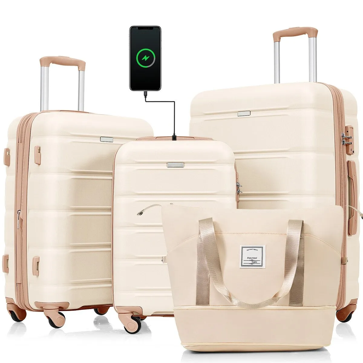 4 Piece Luggage Sets with Travel Bag by Harper&Bright Designs