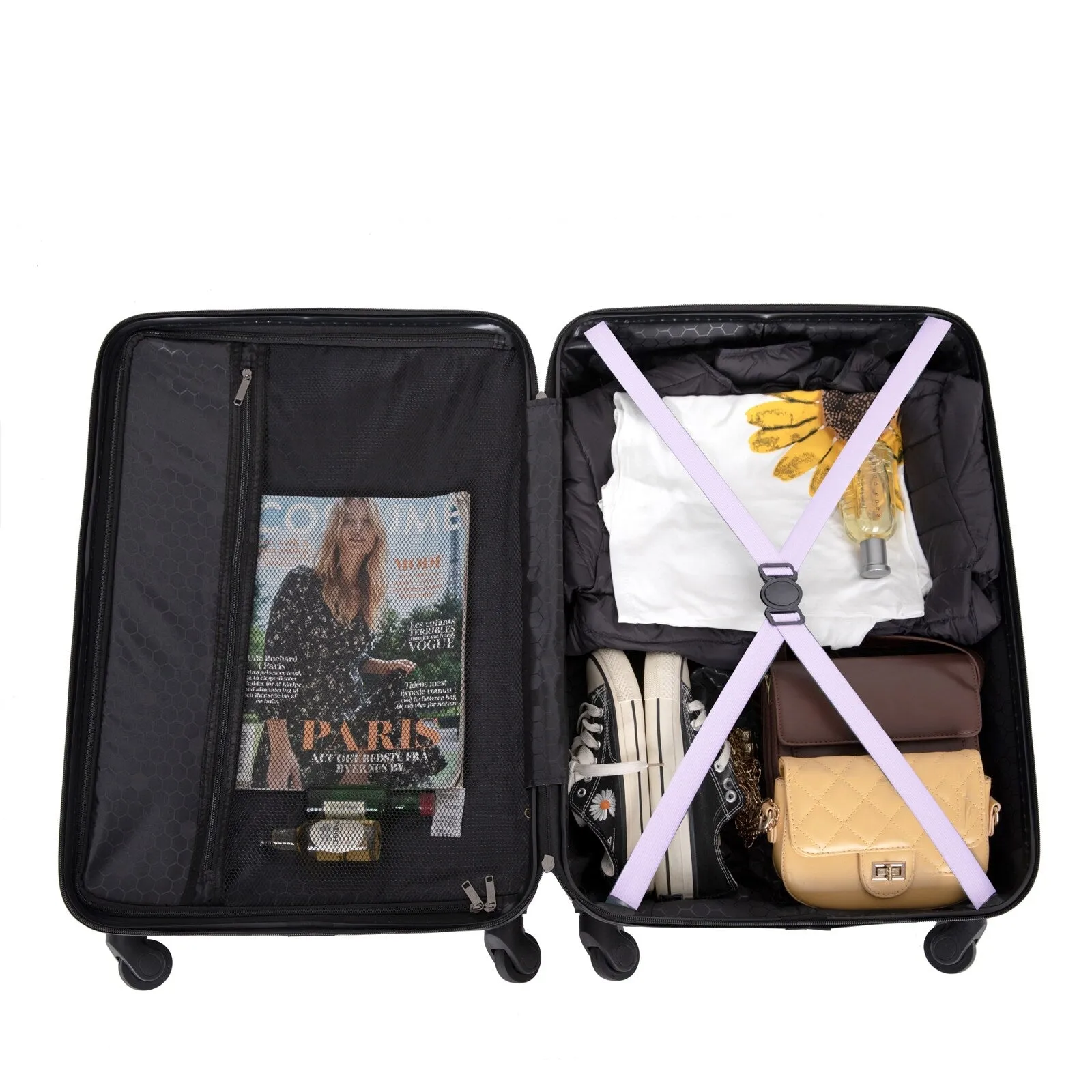 ABS 3 Piece Luggage Sets with 2 Hooks and Spinner Wheels & TSA Lock