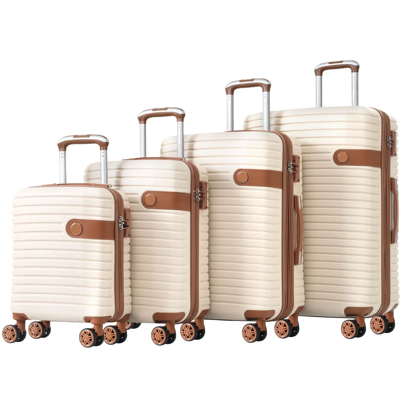 ABS Expandable Luggage with 4 Packing Cubes and TSA Lock, 4 Piece Luggage Set with Spinner Wheels for Men Women (16/20/24/28)