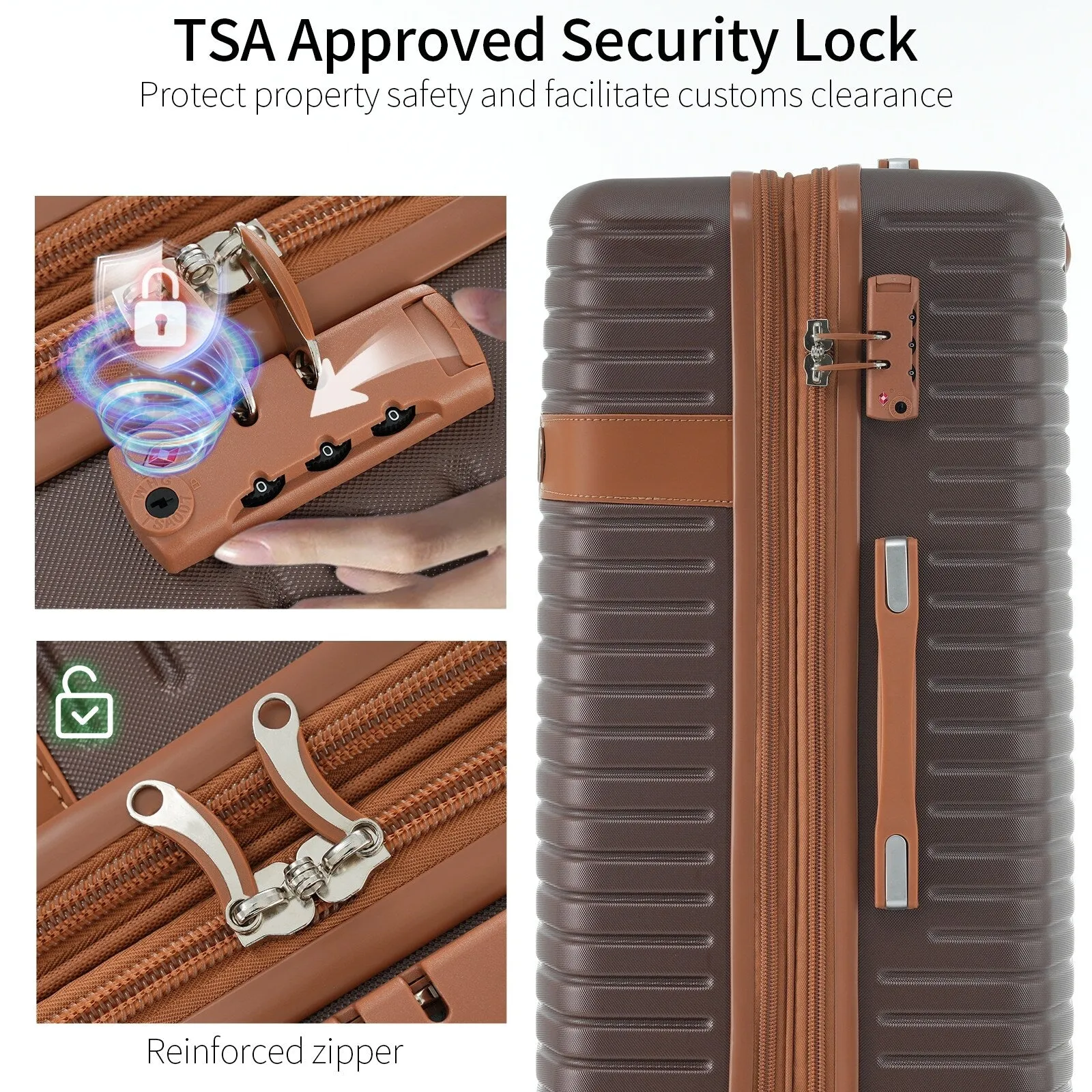 ABS Expandable Luggage with 4 Packing Cubes and TSA Lock, 4 Piece Luggage Set with Spinner Wheels for Men Women (16/20/24/28)