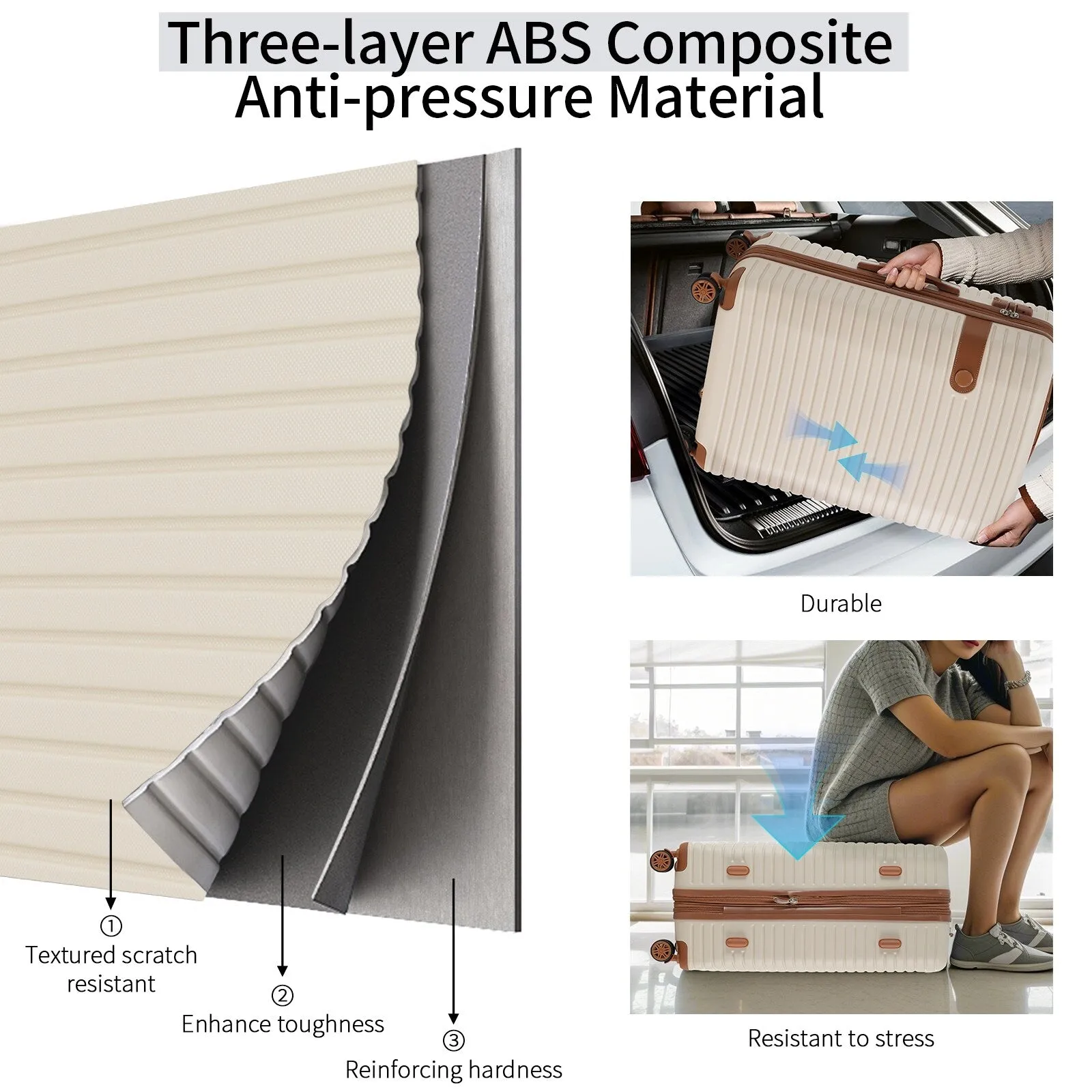 ABS Expandable Luggage with 4 Packing Cubes and TSA Lock, 4 Piece Luggage Set with Spinner Wheels for Men Women (16/20/24/28)