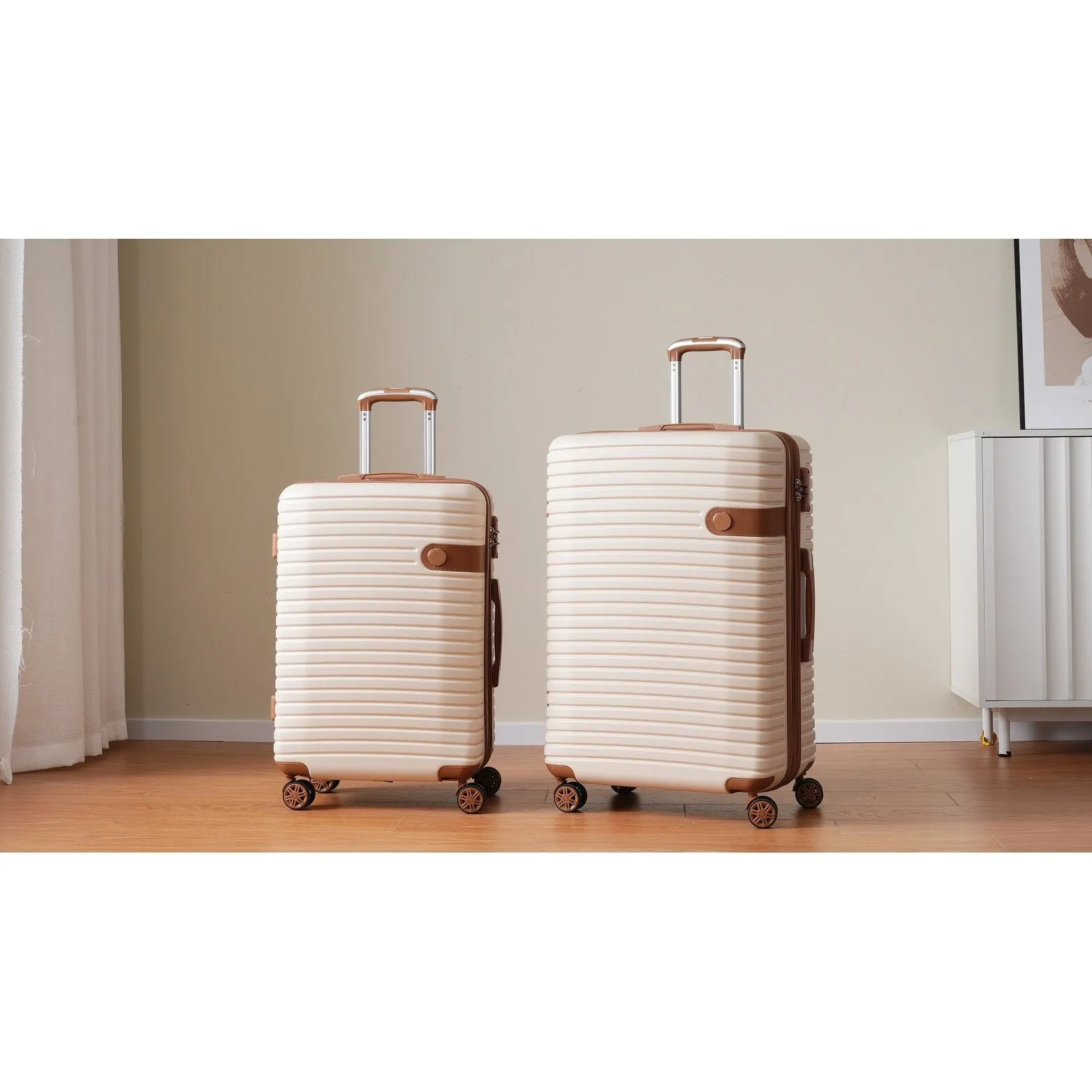 ABS Expandable Luggage with 4 Packing Cubes and TSA Lock, 4 Piece Luggage Set with Spinner Wheels for Men Women (16/20/24/28)