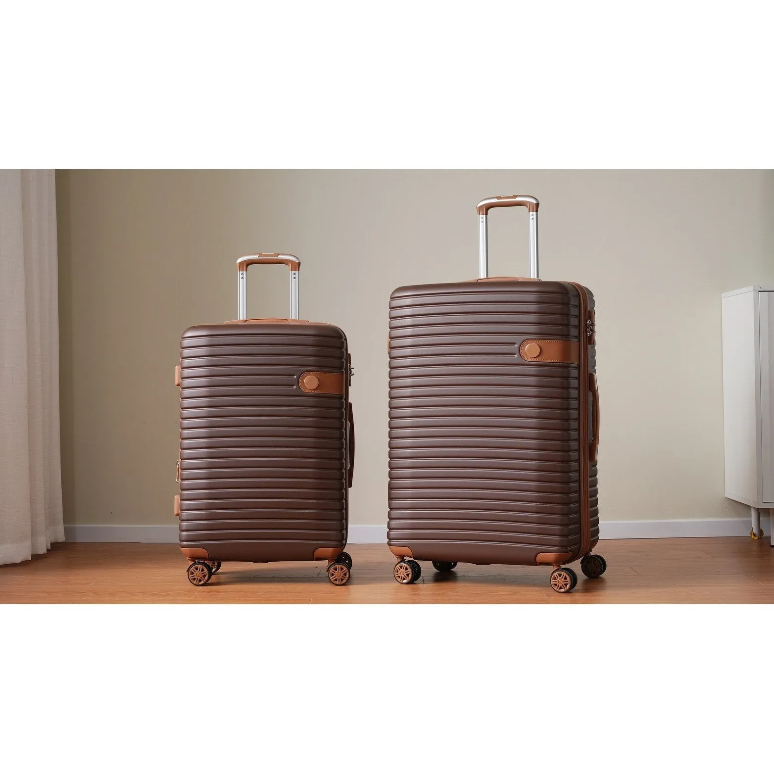 ABS Expandable Luggage with 4 Packing Cubes and TSA Lock, 4 Piece Luggage Set with Spinner Wheels for Men Women (16/20/24/28)