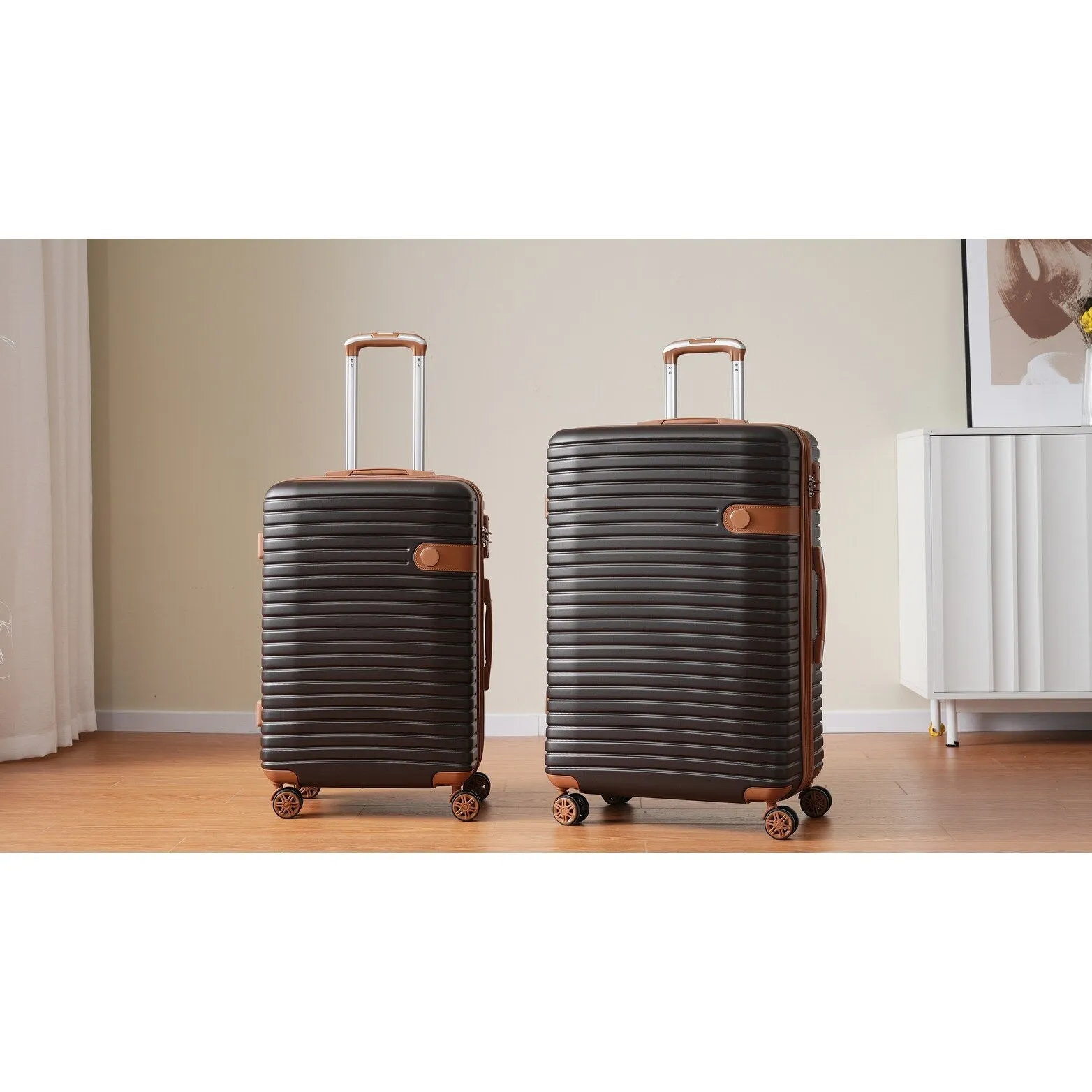 ABS Expandable Luggage with 4 Packing Cubes and TSA Lock, 4 Piece Luggage Set with Spinner Wheels for Men Women (16/20/24/28)