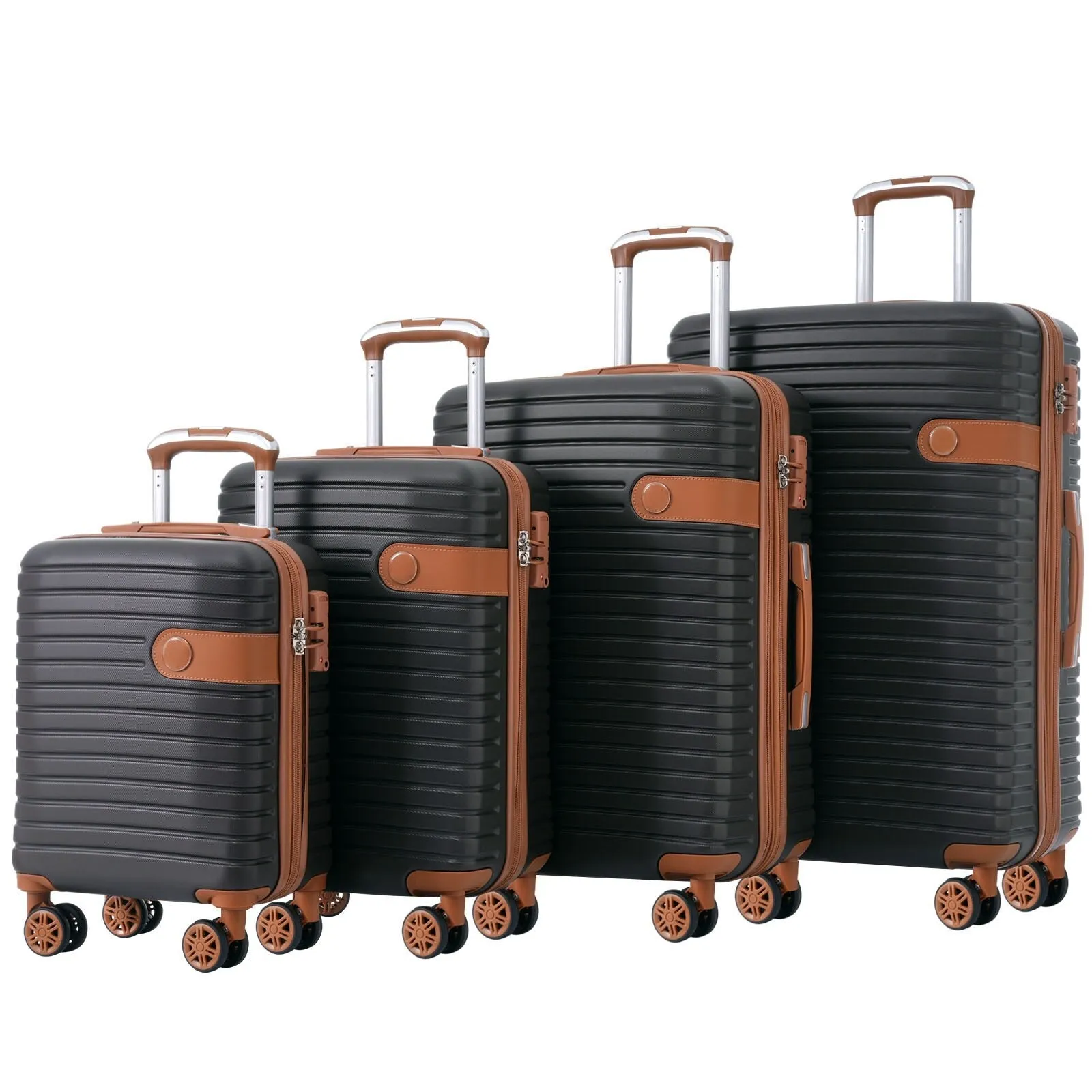 ABS Expandable Luggage with 4 Packing Cubes and TSA Lock, 4 Piece Luggage Set with Spinner Wheels for Men Women (16/20/24/28)