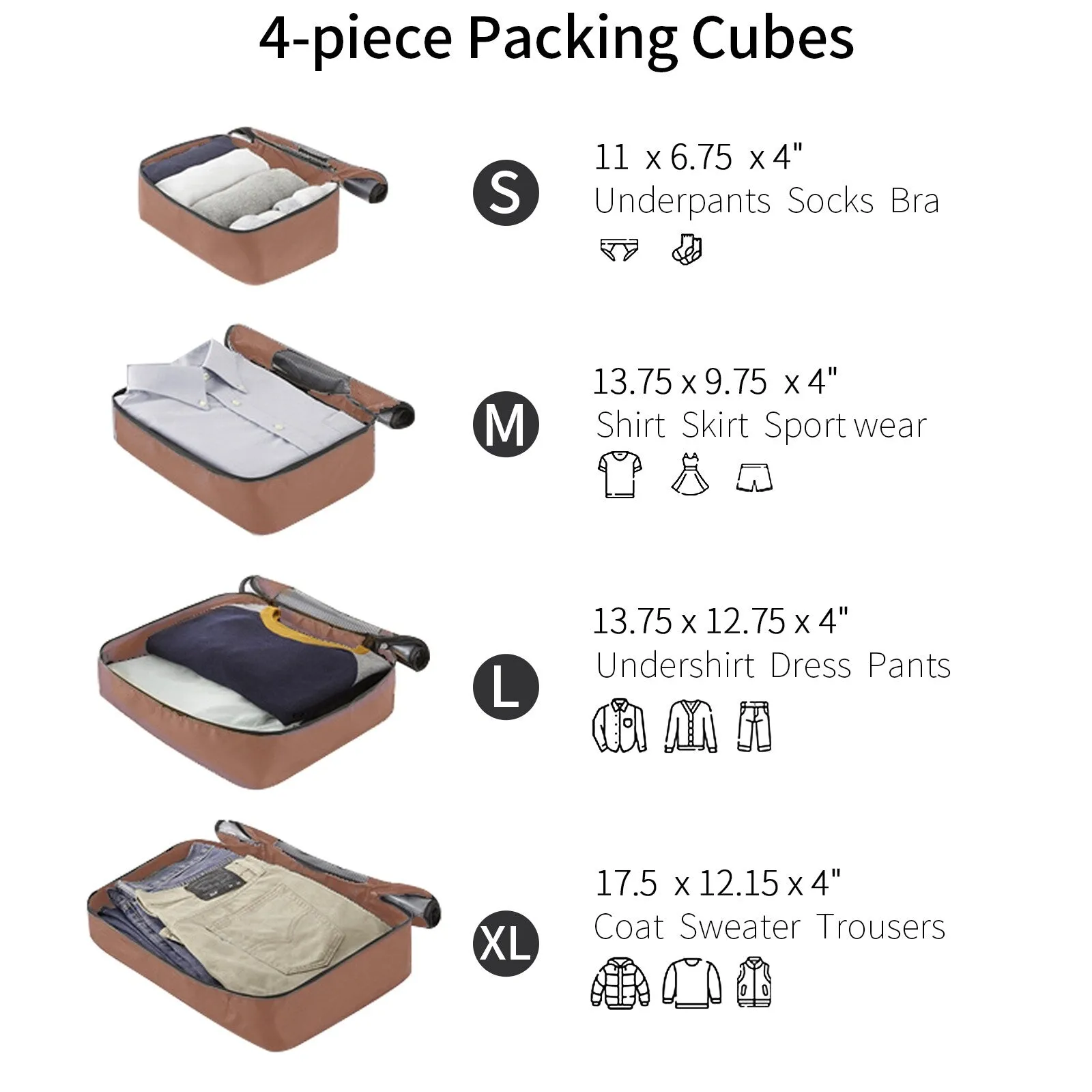 ABS Expandable Luggage with 4 Packing Cubes and TSA Lock, 4 Piece Luggage Set with Spinner Wheels for Men Women (16/20/24/28)