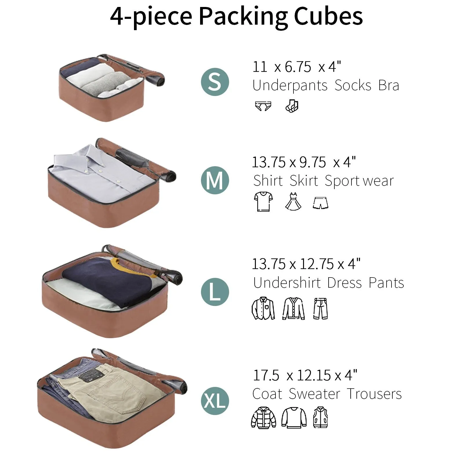 ABS Expandable Luggage with 4 Packing Cubes and TSA Lock, 4 Piece Luggage Set with Spinner Wheels for Men Women (16/20/24/28)