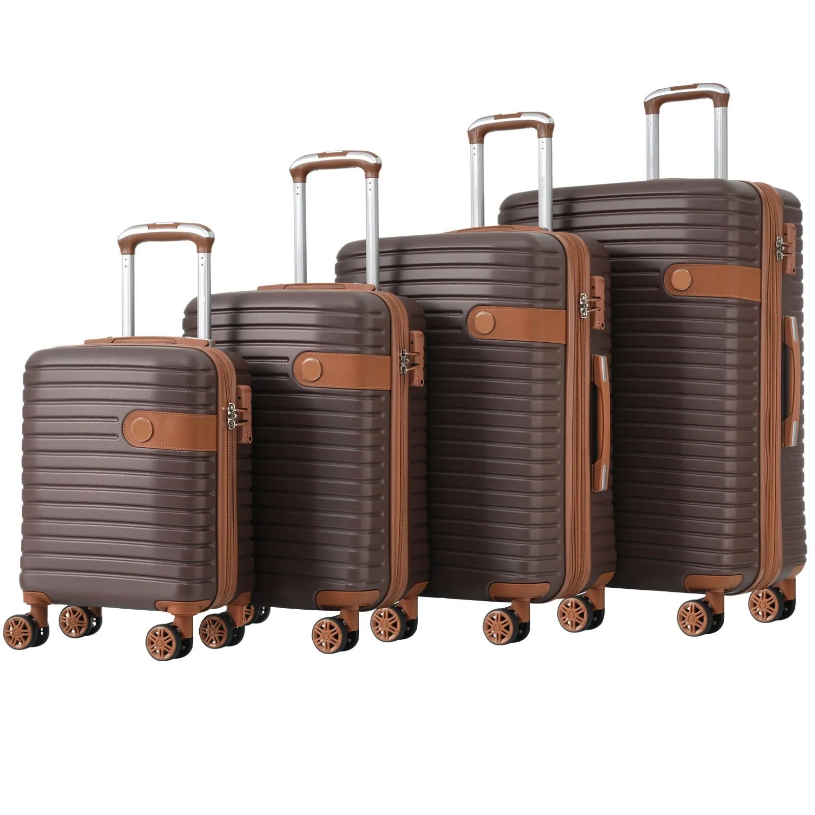 ABS Expandable Luggage with 4 Packing Cubes and TSA Lock, 4 Piece Luggage Set with Spinner Wheels for Men Women (16/20/24/28)